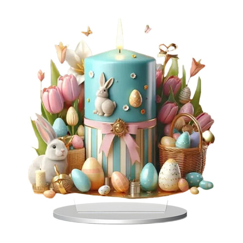 Set di 6 uova decorative pasquali in acrilico multicolore 1