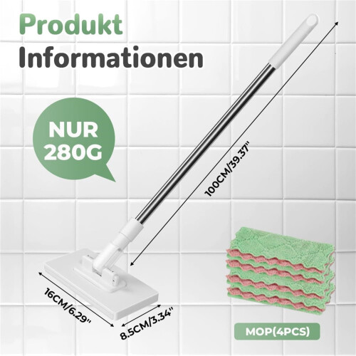 Gulvmopp med trykkklemmesystem 1 stk 2