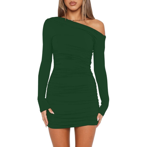 Off-Shoulder Genserkjole Mørkegrønn 2