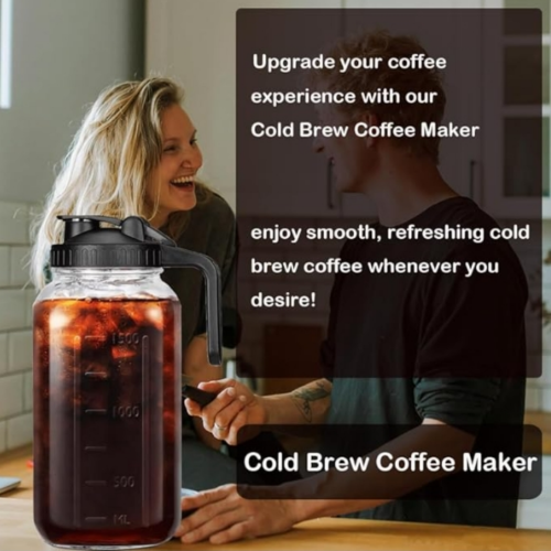 Μηχανή καφέ Cold Brew, μαύρη, 64oz, 2 τεμάχια με ανοξείδωτο ατσάλι 2