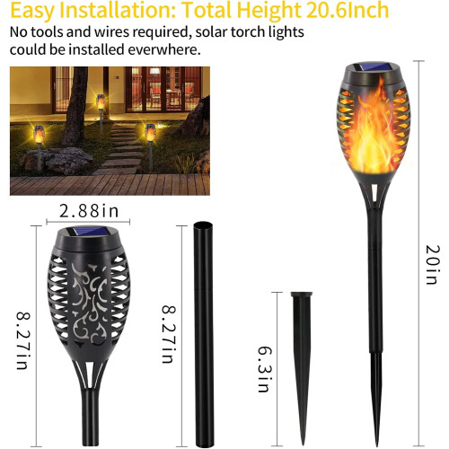 Solar-Tiki-Fackeln mit flackernder Flamme, 8er-Pack 2