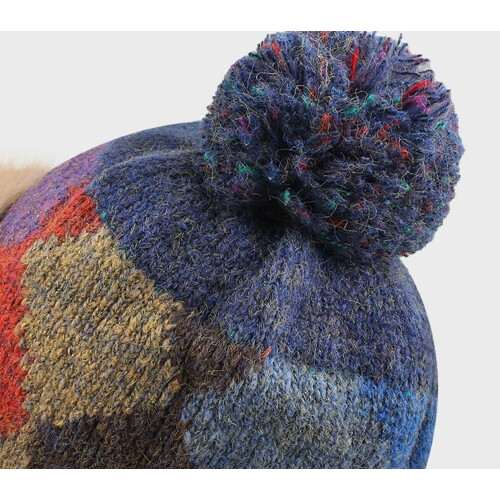 Fleece-pelshatt med øreklaffer, rutete, dame, 1 stk. 2