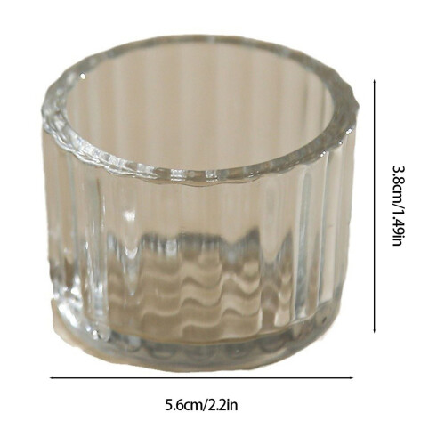 Teelichthalter aus Glas, vertikal gestreift, klein 2
