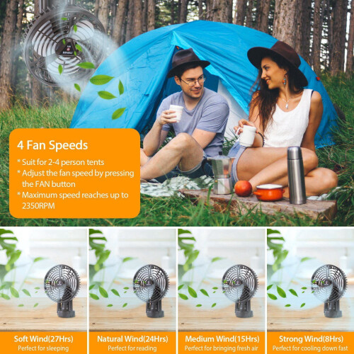 Hordozható kempingventilátor LED lámpával 10400mAh 1