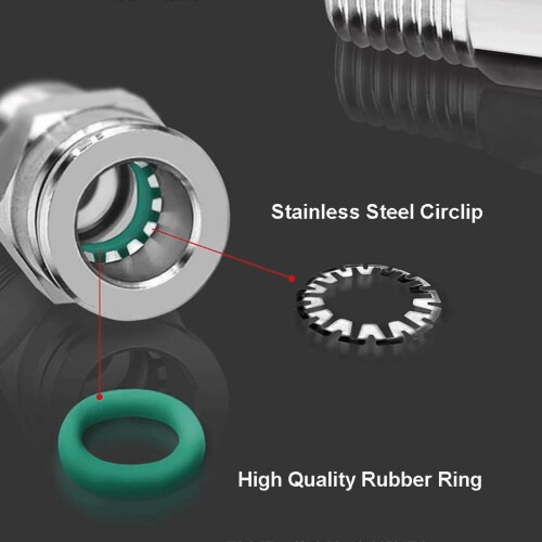 Rustfrit stål pneumatisk lynkobling 1/8" til 1/2" BSP 1