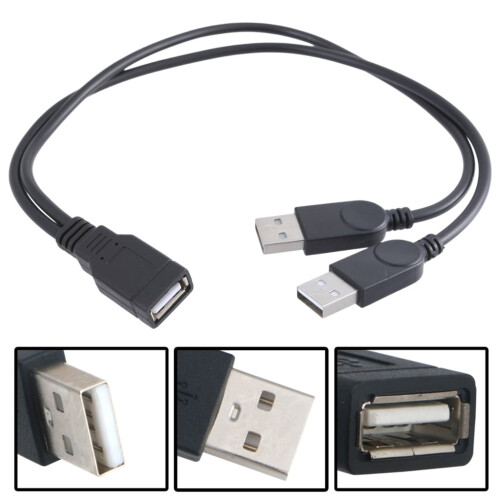 USB 2.0 Y-Splitterkabel (Buchse auf zwei Stecker), 26 cm 1