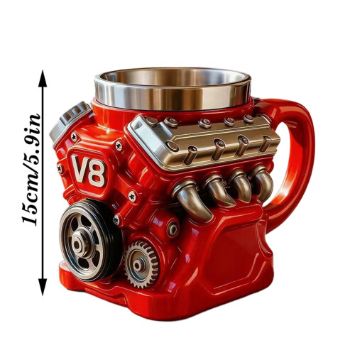 V8Engine harpikskrus med innerfôr i rustfritt stål 12oz 1