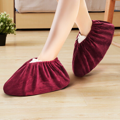 Surchaussures d'intérieur en flanelle chaudes et réutilisables (1 paire) 1