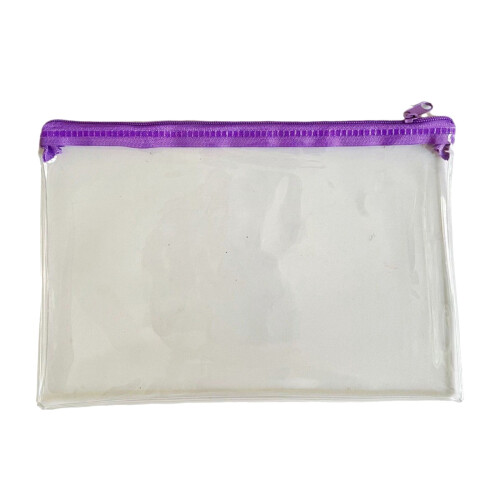 Astuccio trasparente in plastica con cerniera, viola, 8,7 x 5,7 cm 1