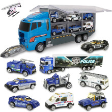 Coche grande conjunto camión grúa vehículos de policía 10 elementos juguete regalo — juguetes policia niños