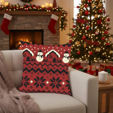 Funda de almohada navideña de 45 x 45 cm con estampado festivo