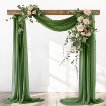 Rideau en mousseline transparente vert olive, 1 panneau, 74 cm x 6,1 m