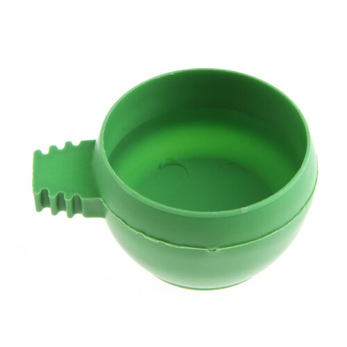Bird Plastics feeding bowl with handle for parrot cages