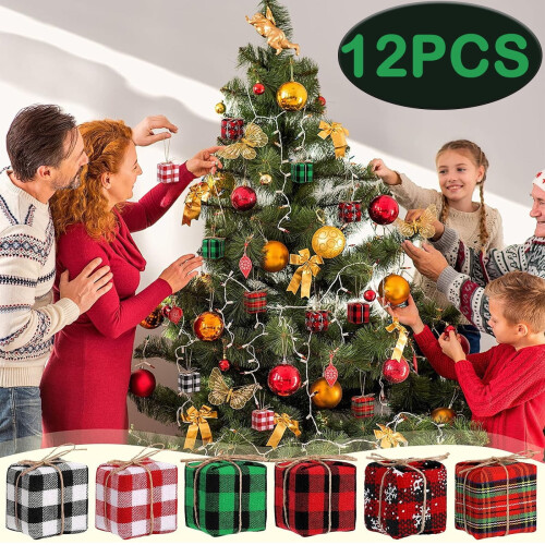 Décorations de Noël à carreaux Buffalo (12 pièces)