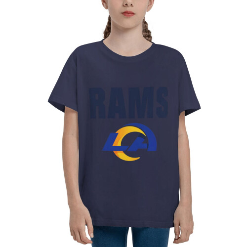 Rams Νεανικό κοντομάνικο μπλουζάκι με στρογγυλή λαιμόκοψη για λάτρεις των σπορ