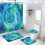 Ensemble rideau de douche bohème bleu turquoise aquarelle 4 pièces 1