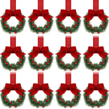 Mini julkransgrönt med band och bär12