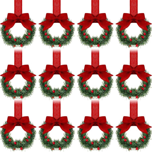 Mini julkransgrönt med band och bär12