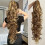 Extensão de cabelo rabo de cavalo com presilha, cacheado e ondulado, 60 cm (24 polegadas) 2
