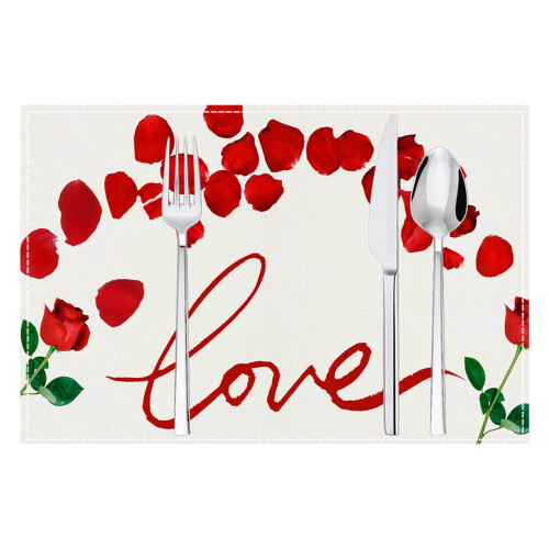 Valentine's Day plastic placemats red green 4-pack