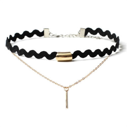 Collier ras-de-cou extensible en velours noir style gothique (1 pièce)