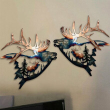 Décoration murale rustique en métal, motif cerf, style western