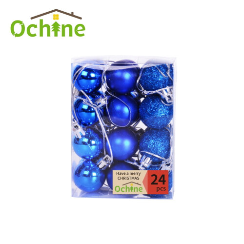 Plastic Christmas Balls Blue 1.18 Inch 24 Pack