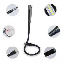 Lampada da lettura a LED con braccio flessibile e porta USB.