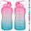 AAOMASSR motiverende waterfles 2,2L roze groen 1