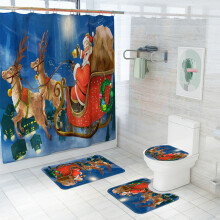 Ensemble rideau de douche de Noël avec tapis antidérapant et tapis de bain