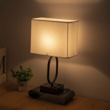 Lampe de chevet Fnyoxu avec ports USB et prises secteur, en tissu