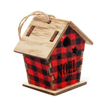 Christmas wooden house pendant red 1 piece