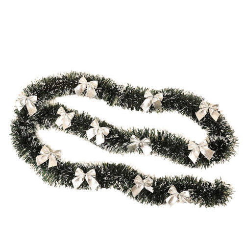 Wool Rattan Hanging Ornament Dark Green White Edge 2m
