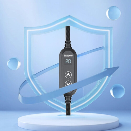 USB-C 100W power supply with 5V-20V adjustable output and 8 1
