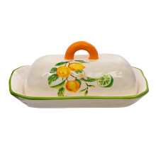 Ceramic lemon butter dish with lid 8.5x5.15x3.65 in
