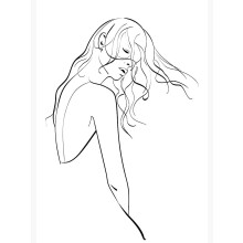 Dessin abstrait d'un visage de femme en un seul trait, poster mural extra large, idéal comme cadeau pour la fête des mères, impression décorative.