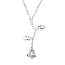 Collana da donna con ciondolo a rosa 3D e catena in lega