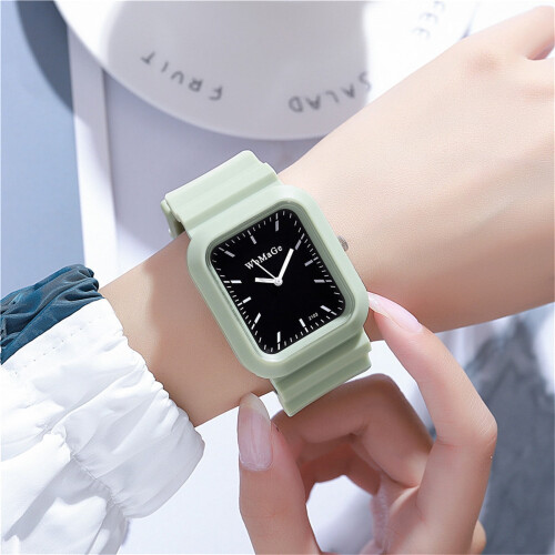 Relógio feminino de quartzo com pulseira de malha (1 peça)