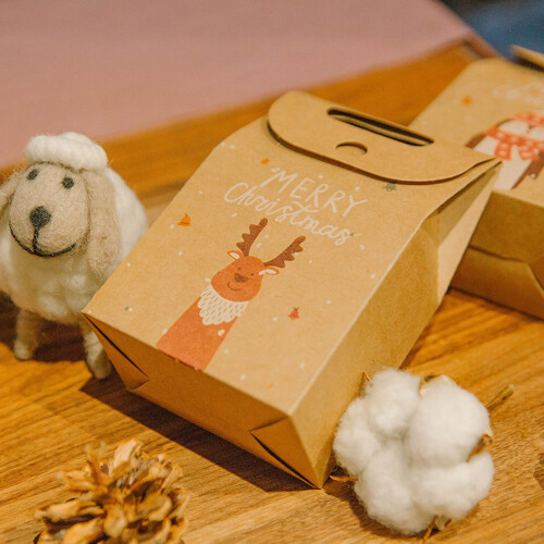 Vintage Weihnachtsgeschenkbox aus Kraftpapier, 1 Stück