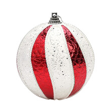 Gold Striped Christmas Pompom Balls 8cm