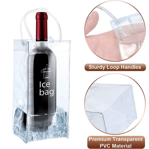 Φορητή τσάντα κρασιού Qtmnekly Ice Wine Bag με λαβή για εξωτερική χρήση, σαμπάνια, κρύα 1