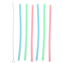 Silicone Drinking Straws Set with Cleaning Brush 6pcs