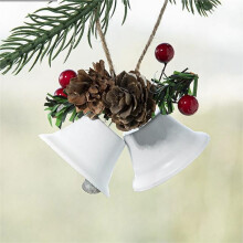 YOBOLK Christmas Tree Ornaments Gold White Red Metal Bells