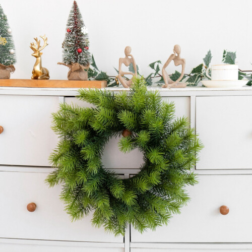 Artificial Christmas Wreath Green Pine 13.7 Inch 2