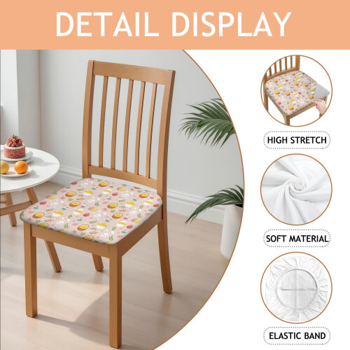Dining Chair Seat Covers Light Pink Pattern Set of 4 1