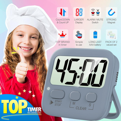 Digital Countdown Timer for Kids with Magnet 2 Pack 1