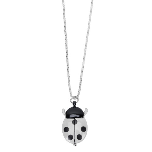 White Ladybug-Shaped Retro Pocket Watch Alloy 1 Piece