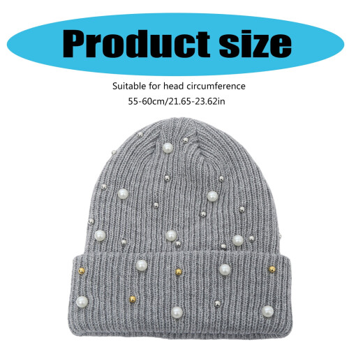 Damen-Wintermütze mit Perlen, wärmend, Einheitsgröße 2