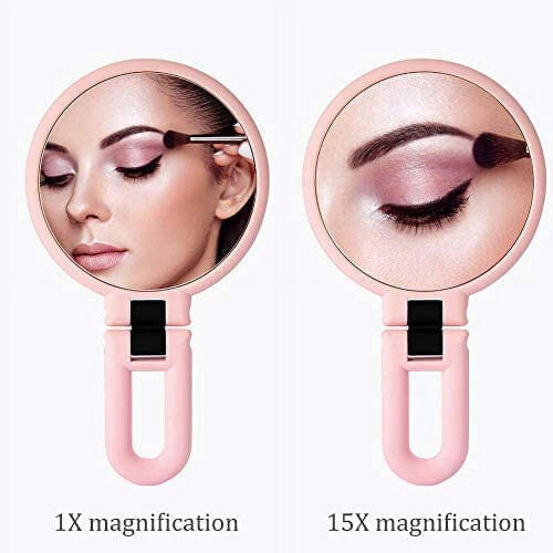 15X Magnifying Handheld Mirror, Compact, Multifunctional, Lightweight, Adjustable Stand, 9x4.7 Inches 1
