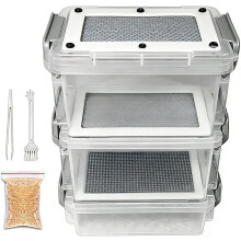 Kit élevage vers de farine 19x11x7cm, bac 3 couches pour vers à soie, conteneur stockage nourriture vivante